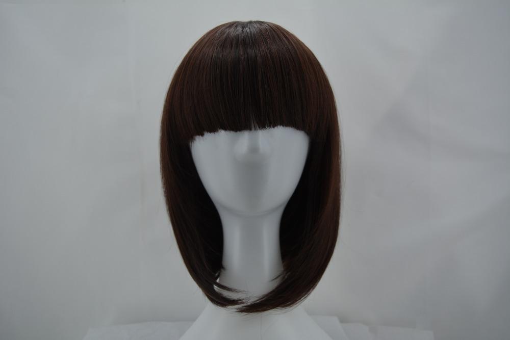 

Black Bob Wig Fei-Show Synthetic Heat Resistant Fiber Hairpieces Oblique Fringe Bangs Short Wavy Hair Halloween Carnival Hairset, Brown
