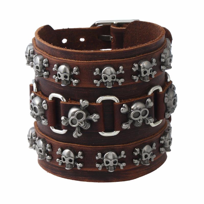 7cm Width Genuine Leather Bracelet Punk Rock Skull Bangle 2020 Fashion Leather Jewelry For Men 
7cm Width Genuine Leather Bracelet Punk Rock Skull Bangle 2020 Fashion Leather Jewelry For Men