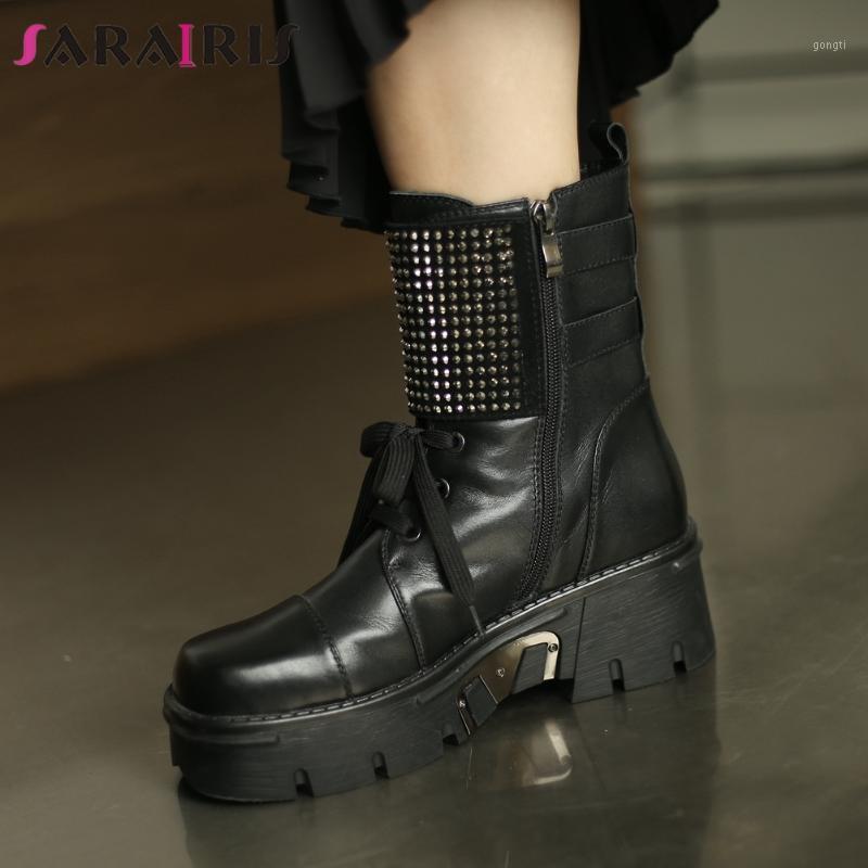 SARAIRIS New Designer Ladies Punk Motorcycle Boots Genuine Leather Boots Women Platform Chunky Heels Zip shoelace Shoes Woman1, Black
SARAIRIS New Designer Ladies Punk Motorcycle Boots Genuine Leather Boots Women Platform Chunky Heels Zip shoelace Shoes Woman1, Black