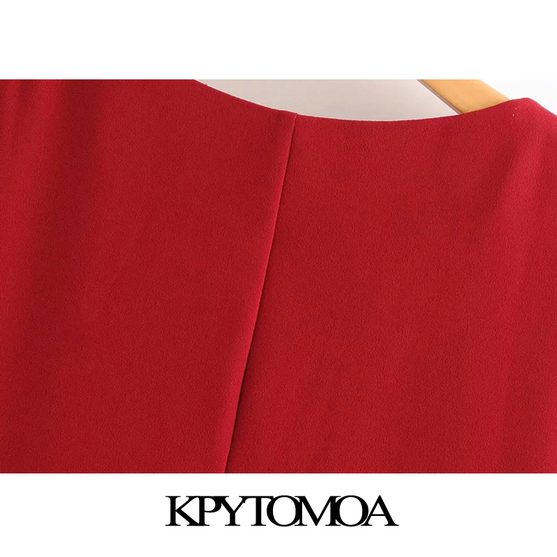 KPYTOMOA Women Fashion Office Wear Solid Mini Dress Vintage O Neck Batwing Sleeve Female Dresses Chic Vestidos Mujer T200613