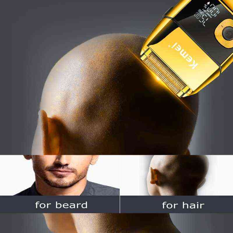 Original metal housing barber pro beard hair electric shaver for men rechargeable electric razor bald head shaving machine set 220112