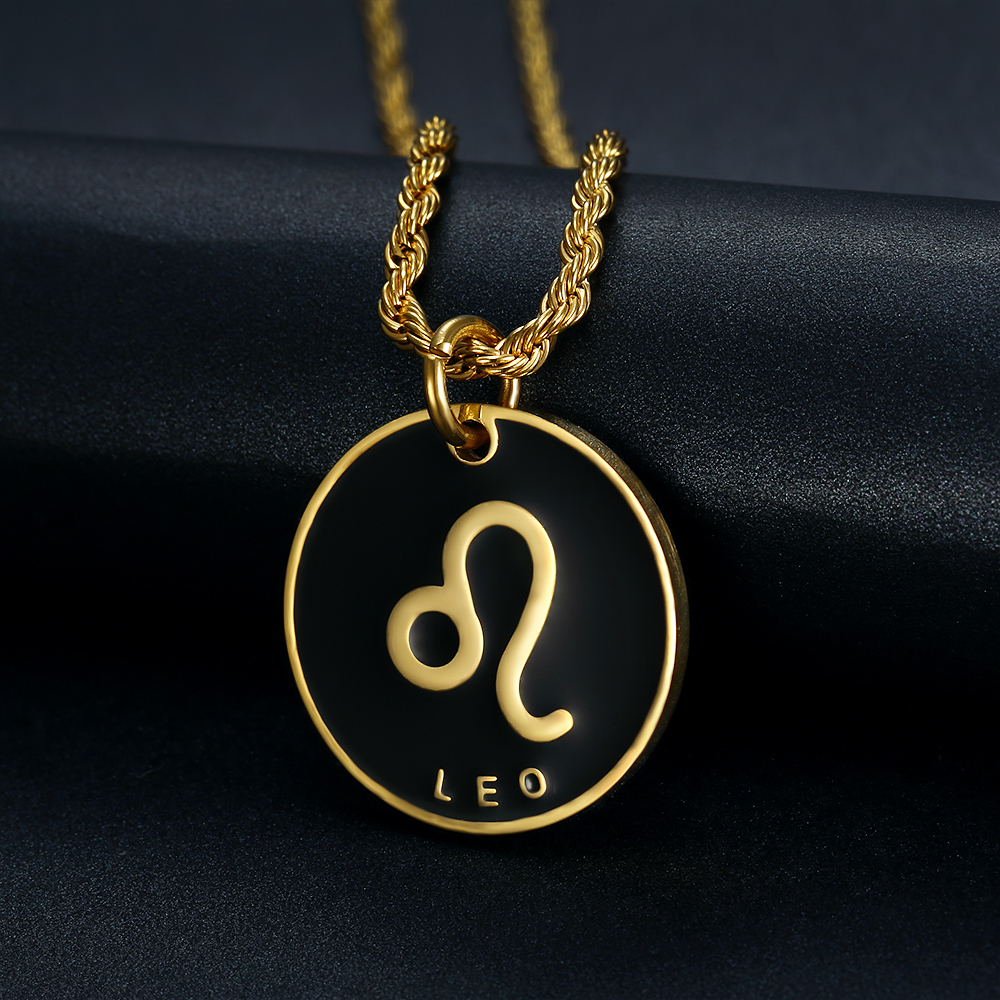 Zodiac Sign 12 Pendant Necklace for Women Men Gold Color Stainless Steel Womens Mens Chain Gift Fashion Jewelry 201013