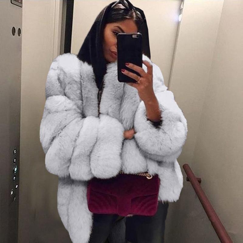 Women Faux Fur Coat Winter Luxury High Quality Thick Overcoat Warm Plus Size Plush Furry Female Jacket Outerwear 5XL