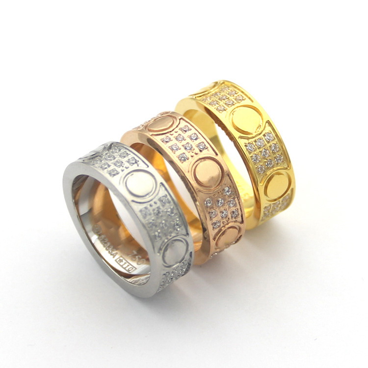Europe America Fashion Style Men Lady Women Titanium Steel Engraved Ca Initials Six Screw Settings Three Row Diamond Lovers Rings US5-US10, Slivery;golden
Europe America Fashion Style Men Lady Women Titanium Steel Engraved Ca Initials Six Screw Settings Three Row Diamond Lovers Rings US5-US10, Slivery;golden