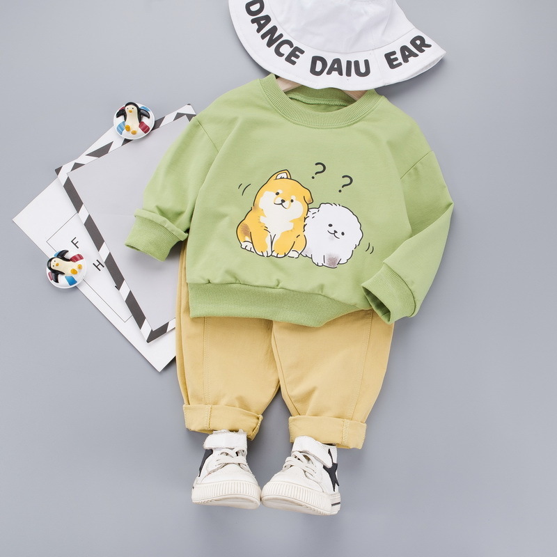 Spring Autumn Children Baby Boys Girls Cotton Clothes Cartoon T-Shirt Pants 2pcs/Sets Toddler Casual Clothing Infant TracksuitsX1019