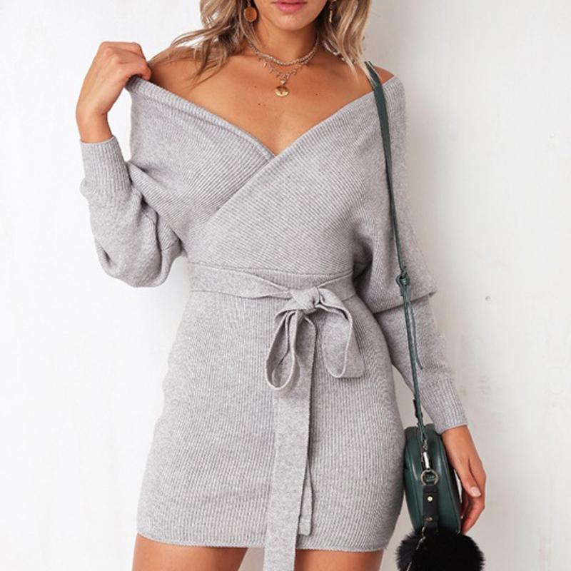Women Sexy V Neck Knitted Sweater Dress Belted Backless Knitwear Warm Sweatshirt Casual party dress #js5, Blue
Women Sexy V Neck Knitted Sweater Dress Belted Backless Knitwear Warm Sweatshirt Casual party dress #js5, Blue