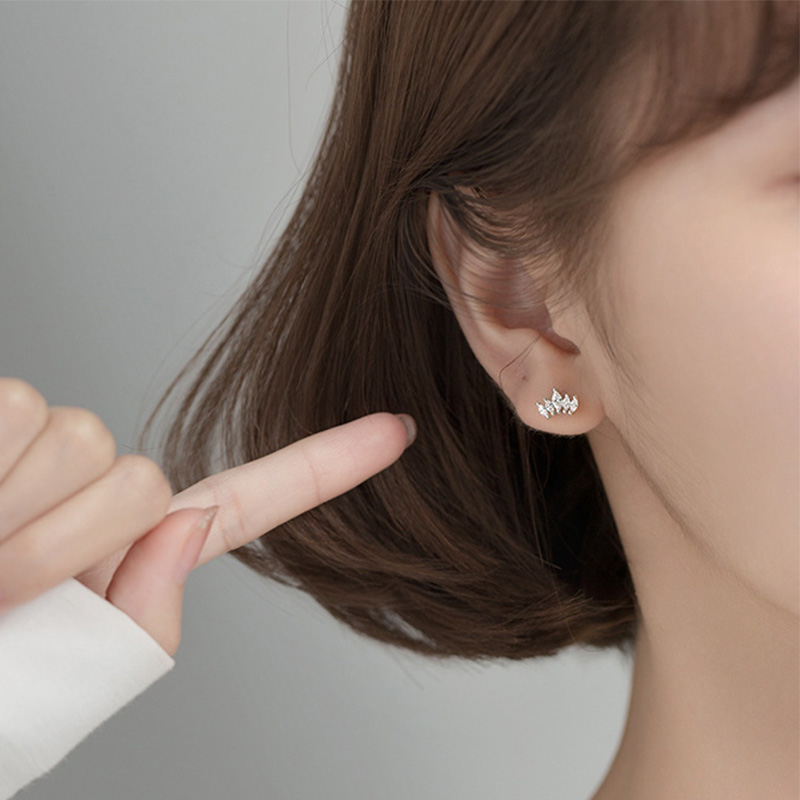 Real 925 Sterling Silver Crown Screw Beads Stud Earrings For Women Children Baby Girls Minimalist Jewelry