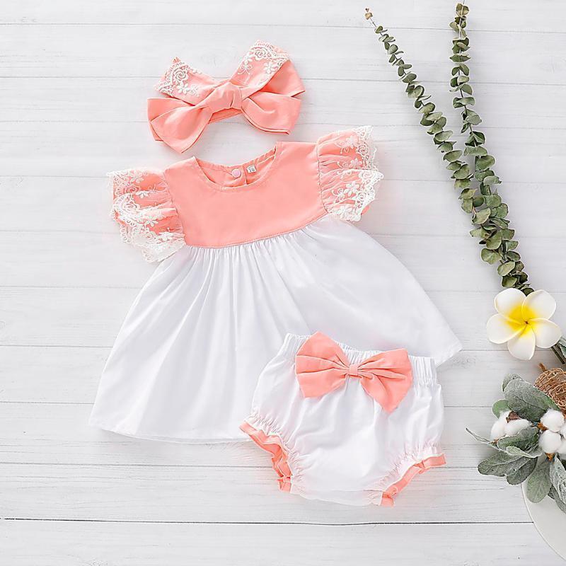 Baby Newborn Girl Kids pink Lace Dress Tops +Bow PP Shorts +Headband Outfits Set Summer Wear Sweet infant clothing baby kleding1
Baby Newborn Girl Kids pink Lace Dress Tops +Bow PP Shorts +Headband Outfits Set Summer Wear Sweet infant clothing baby kleding1