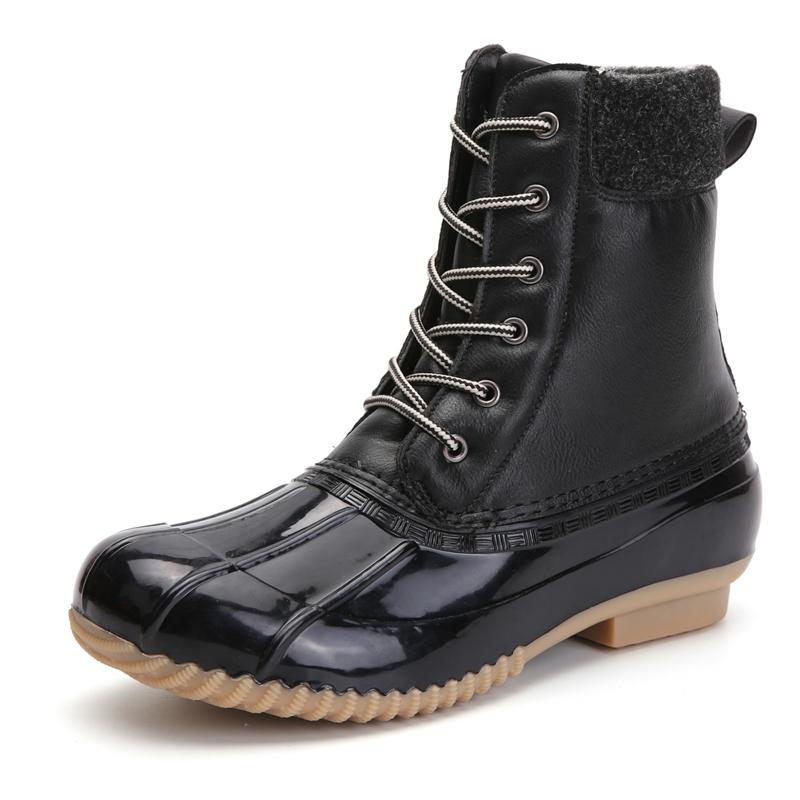 STS Women's Boots Lady Duck Boot With Waterproof Zipper Rubber Sole Women Rain Boots Lace Up Ankle Shoes Fur Winter Women Shoes1