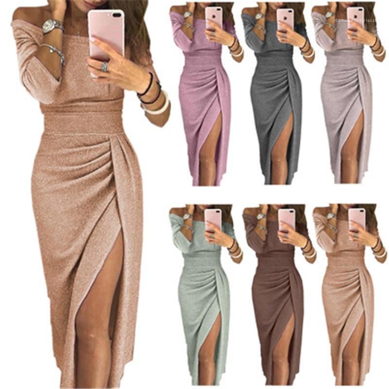 Trend Sexy Long Sleeve Buttocks Slit Long Skirt Designer Female Autumn Casual Bodycon Dinner Dresses Ladies Slash Neck Formal Dress Fashion, Black;gray
Trend Sexy Long Sleeve Buttocks Slit Long Skirt Designer Female Autumn Casual Bodycon Dinner Dresses Ladies Slash Neck Formal Dress Fashion, Black;gray