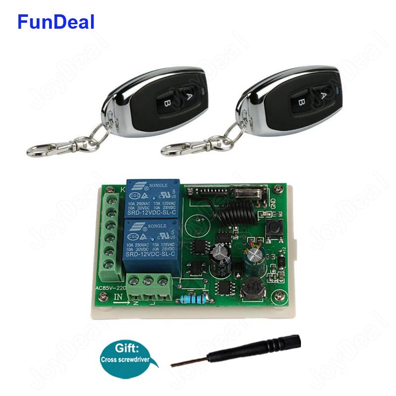 433Mhz Universal Wireless RF Remote Control Switch AC 110V 220V 2CH Relay Light Door Receiver Module And 433 Mhz Remote Controls
433Mhz Universal Wireless RF Remote Control Switch AC 110V 220V 2CH Relay Light Door Receiver Module And 433 Mhz Remote Controls