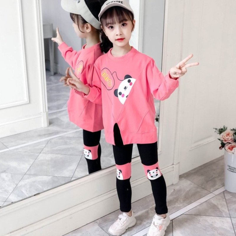 Brand Children's Clothing Suit Spring&Autumn Girls Suit Panda Alphabet Two-piece Baby Girl Sports Suit Girls Boutique OutfitsX1019