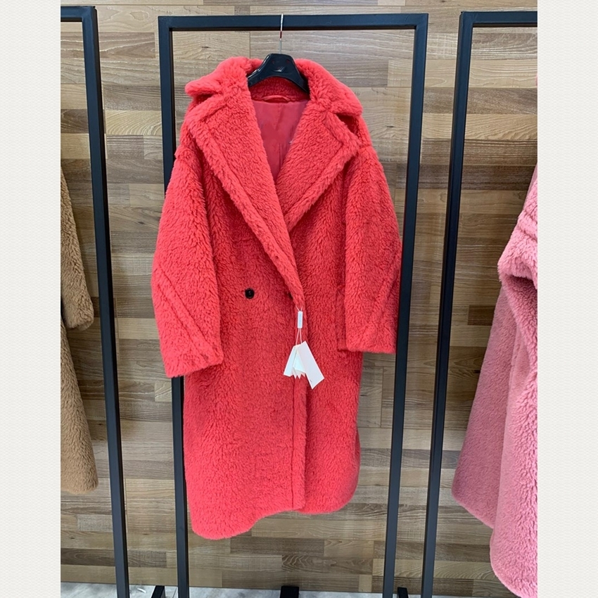 Women Alpaca coat Fashion Sheep wool Overcoat Winter Long Sleeve Outerwear H921 201112