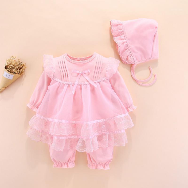 new born baby clothes long sleeve cotton baby girl romper dress autumn spring lace children jumpsuit+hat toddler set 3m 6m1, Pink color
new born baby clothes long sleeve cotton baby girl romper dress autumn spring lace children jumpsuit+hat toddler set 3m 6m1, Pink color