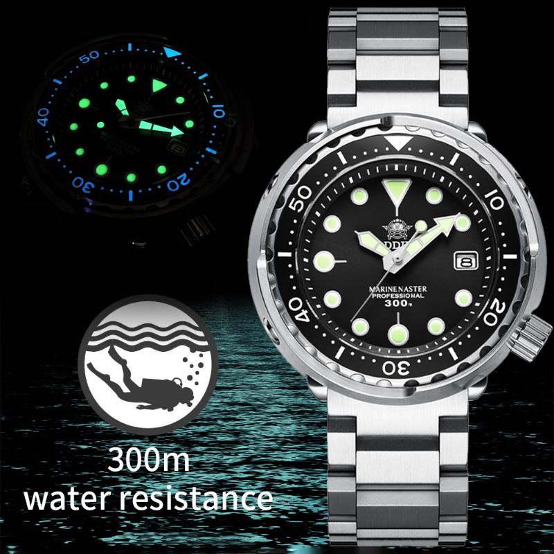 Wristwatches Addies Dive Tuna 300m Diving Watch Automatic Steel Stainless Ceramic Bezel NH35 Men's Wristwatch Mechanical Watches Fashion, Steel blue b