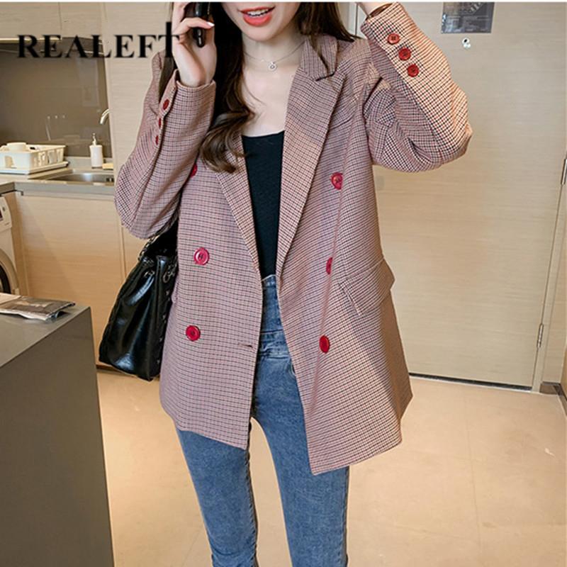 REALEFT Autumn Winter 2020 Women' Style Stylish Plaid Blazer Pocket Full Sleeve Double Breasted Ladies Coat Jacket Female, Pink
REALEFT Autumn Winter 2020 Women' Style Stylish Plaid Blazer Pocket Full Sleeve Double Breasted Ladies Coat Jacket Female, Pink