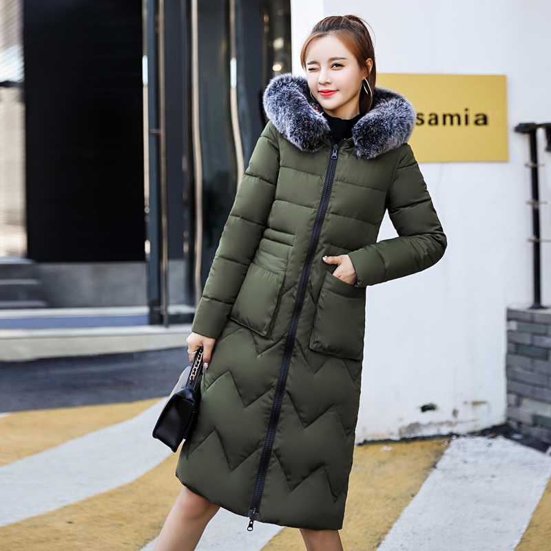 Both Two Sides Can Be Wore Arrival Women Winter Jacket With Fur Hooded Long Padded Female Coat Outwear Print Parka 201127