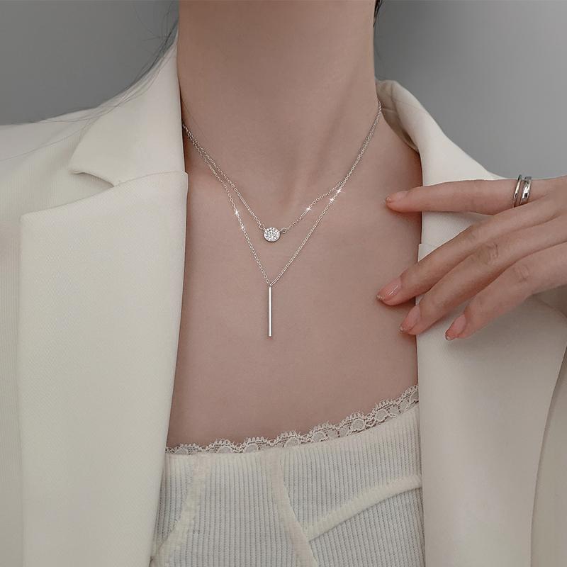 925 Sterling Silver Long Stick Pendant Necklace for Women Double Layer Geometric Necklace Wedding Jewelry S-N712
925 Sterling Silver Long Stick Pendant Necklace for Women Double Layer Geometric Necklace Wedding Jewelry S-N712