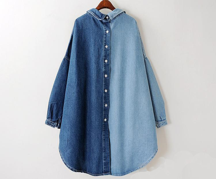LANMREM Autumn Single Breasted Patchwork Denim Coat Personality Pocket For Women Fashion Jacket Batwing Long Sleeve MA705 201217