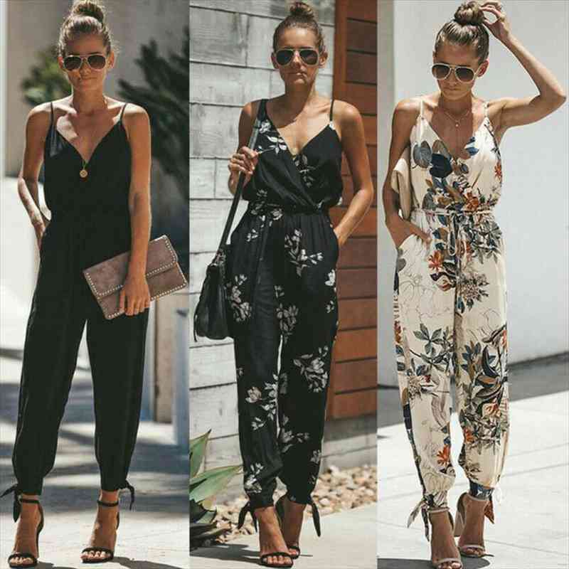 Fashion Women Cotton Floral Jumpsuit Baggy Trousers Overalls Split Pants Casual V Neck Spaghetti Strap Jumpsuits, Black;white
Fashion Women Cotton Floral Jumpsuit Baggy Trousers Overalls Split Pants Casual V Neck Spaghetti Strap Jumpsuits, Black;white