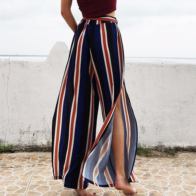 High Street Loose Striped Wide Leg Pants Holiday Full Length High Slit Chiffon Palazzo Pants Women1, Black
High Street Loose Striped Wide Leg Pants Holiday Full Length High Slit Chiffon Palazzo Pants Women1, Black