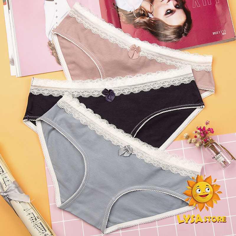 Women's underwear Japanese and Korean popular girl cute fresh sweet sexy lace edge cotton low waist bow women's briefs, Gery
Women's underwear Japanese and Korean popular girl cute fresh sweet sexy lace edge cotton low waist bow women's briefs, Gery