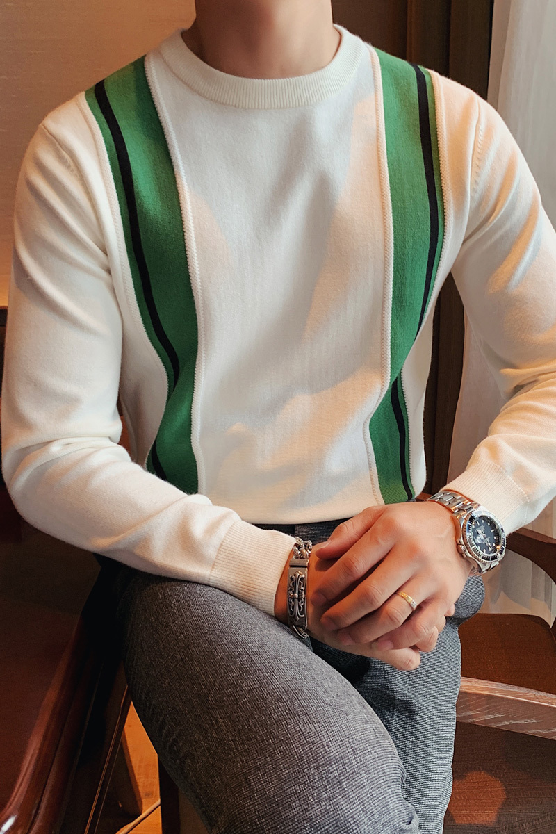 British Style Autumn Winter Sweater Men Fashion Long Sleeve Pullovers Men Knit Sweaters Patchwork Color O-Neck Pull Homme 201022
