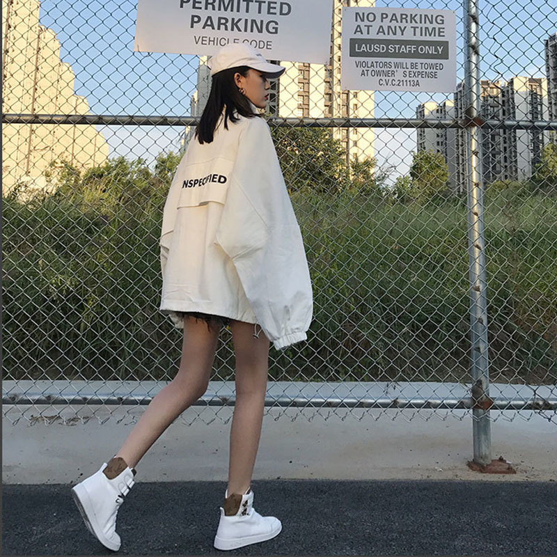 Spring Casual pullover jacket Unisex Plus Size Coat Embroidery Jacket Women Autumn Cotton Windbreaker Streetwear 201017