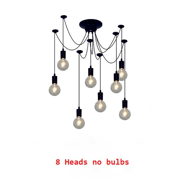 LED Chandelier DIY Art Spider Ceiling Lamp Fixture Light Hanging Nordic Retro Edison Bulb Vintage Loft Antique