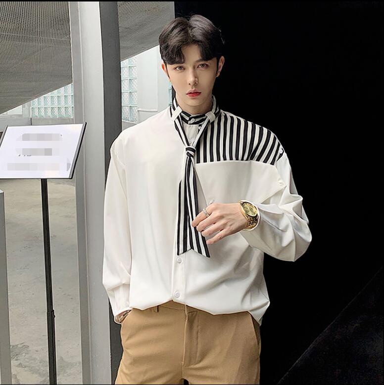 2021 New Spring Designer Striped Bow Tie Embellished Loose From Long-glove Popular Navy Men Stand-up Shirt. 2EB4, White
2021 New Spring Designer Striped Bow Tie Embellished Loose From Long-glove Popular Navy Men Stand-up Shirt. 2EB4, White