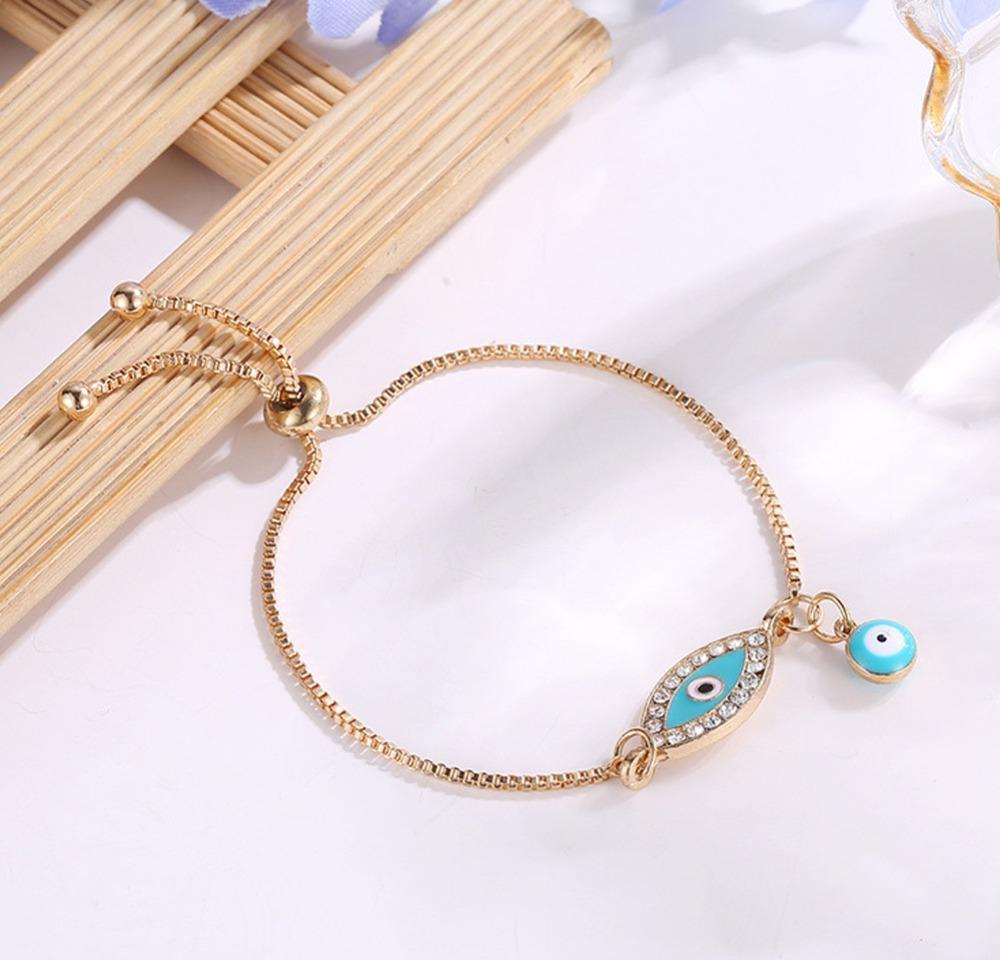 Turkish Lucky Blue Crystal Evil Eye Bracelets For Women Handmade Gold Chains Lucky Jewelry Bracelet Woma bbysUo nana shop