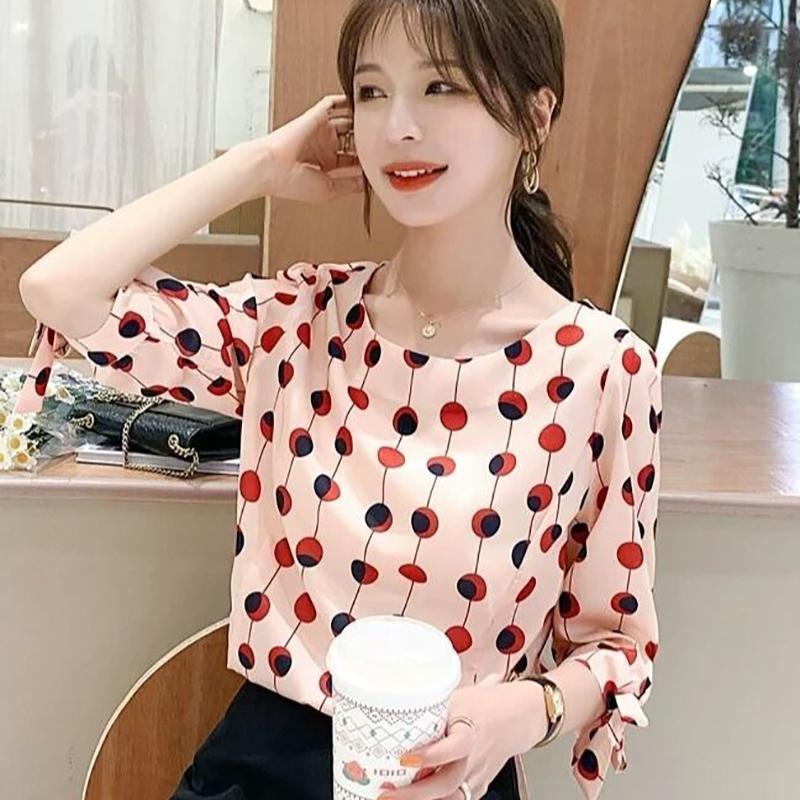 Women Spring Summer Style Chiffon Blouses Shirts Lady Casual Half Sleeve O-Neck Polka Dot Printed Blusas Tops ZZ0441, Pink
Women Spring Summer Style Chiffon Blouses Shirts Lady Casual Half Sleeve O-Neck Polka Dot Printed Blusas Tops ZZ0441, Pink