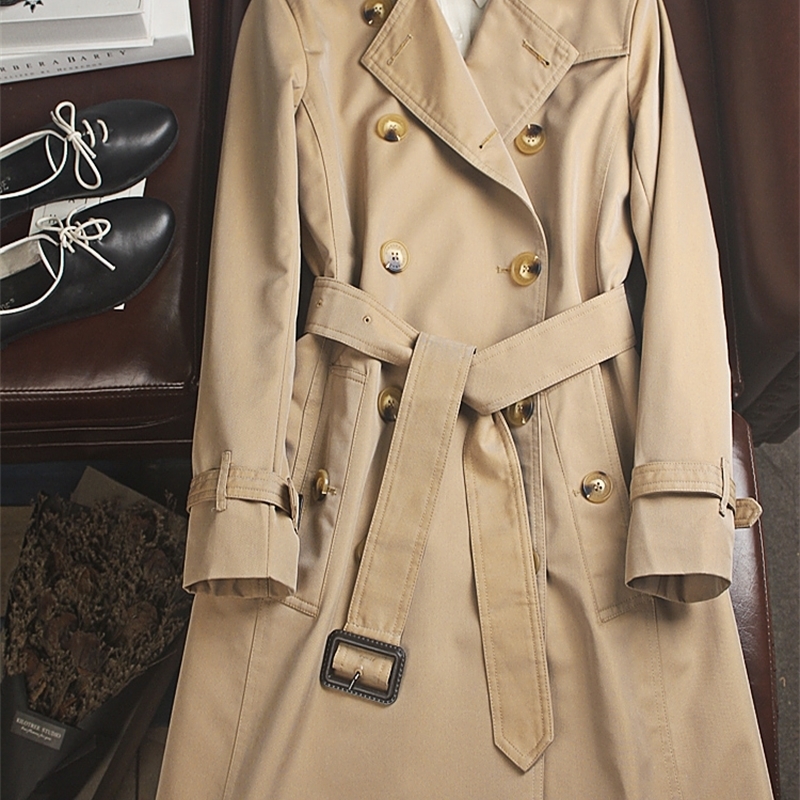 Obrix 2 Version Fashionable Twill Female Trench Cotton Long Spring Autumn Coat For Women 201211