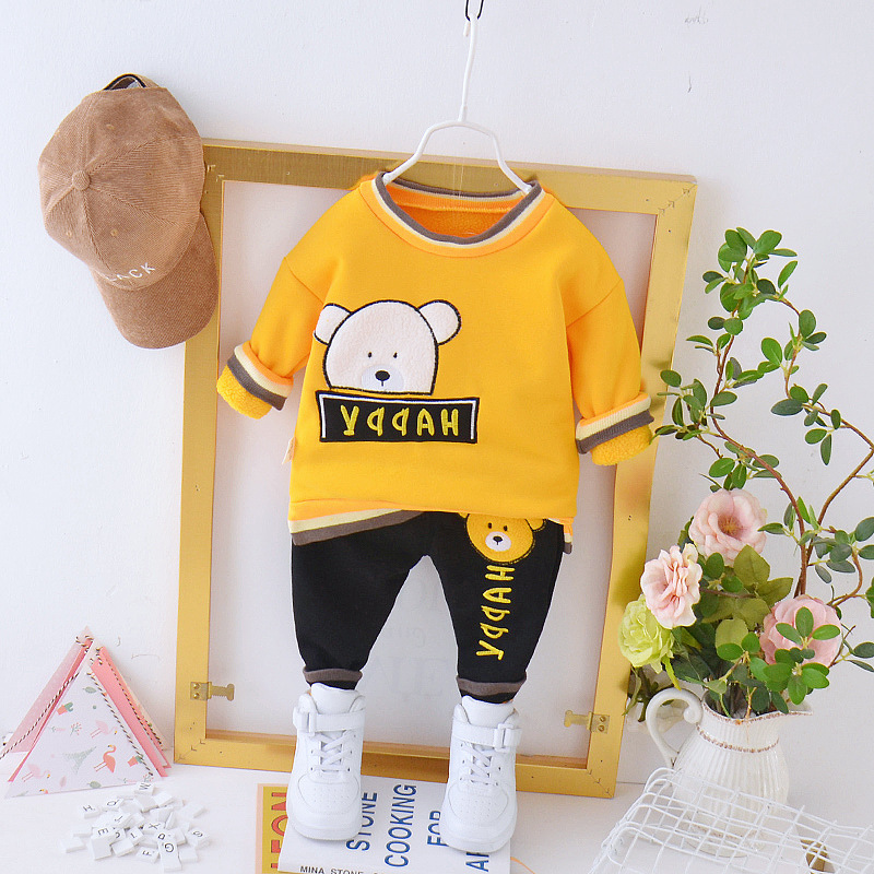 Fashion Autumn Winter Baby Girl Clothes New Children Boys Thicken T Shirt Pants 2Pcs/sets Toddler Casual Costume Kids TracksuitsX1019