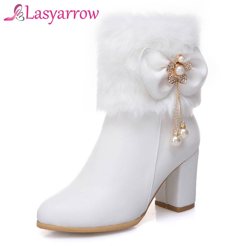 Lasyarrow Large Size 33-52 Women's Shoes Autumn Winter Warm Mid Calf Boots High heels Round Toe Winter Wedding Shoes White Black
Lasyarrow Large Size 33-52 Women's Shoes Autumn Winter Warm Mid Calf Boots High heels Round Toe Winter Wedding Shoes White Black