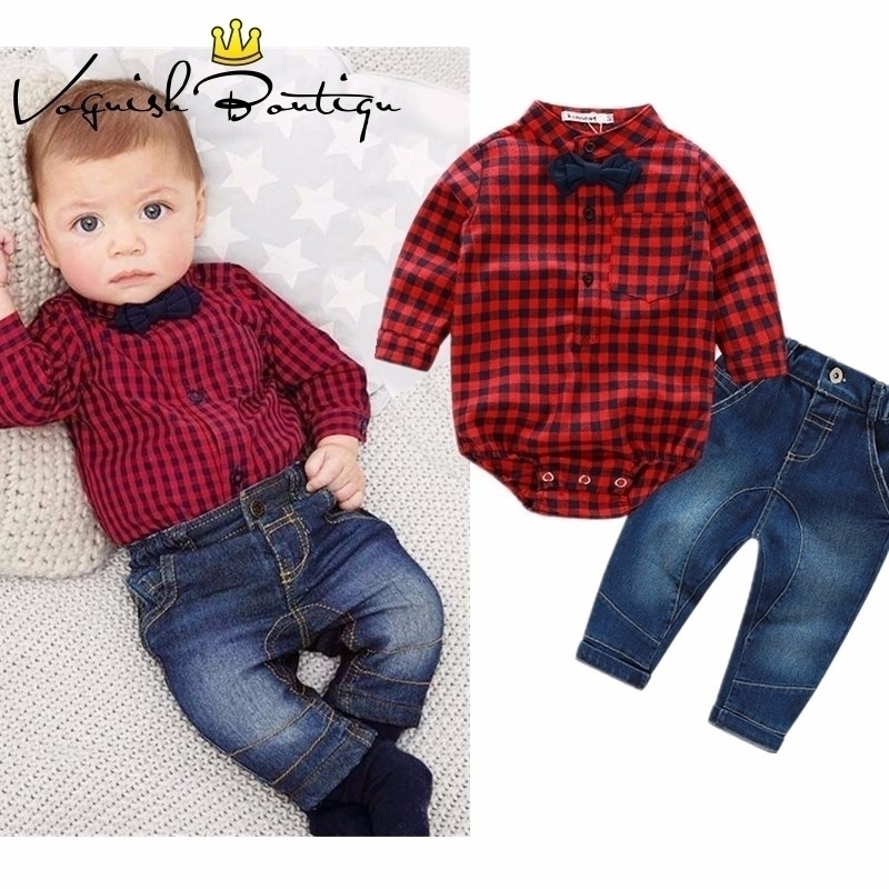 Newborns new red plaid rompers shirts+jeans baby boys clothes bebes clothing set Y200323, White
Newborns new red plaid rompers shirts+jeans baby boys clothes bebes clothing set Y200323, White