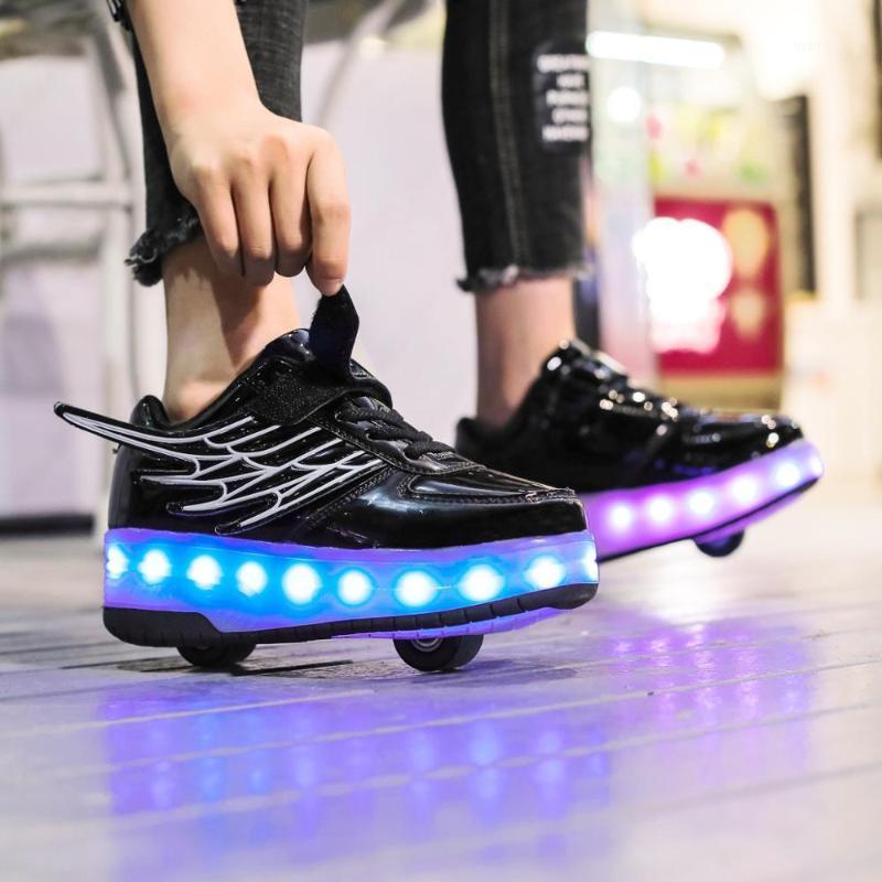 Children's Roller Skates Double Wheel Rechargeable LED Shoes Luminous Shoes Shiny Leather Ladies Sneakers Parent-child1, Black
Children's Roller Skates Double Wheel Rechargeable LED Shoes Luminous Shoes Shiny Leather Ladies Sneakers Parent-child1, Black