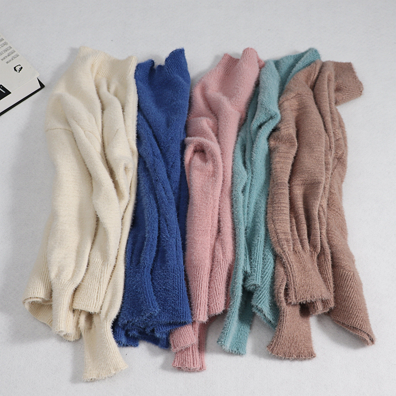 GIGOGOU Women Pullover Sweater Mink cashmere Winter Crew Neck Pullover Tops Chic Lady Jumper Christmas Knitwear Sweaters 201225
