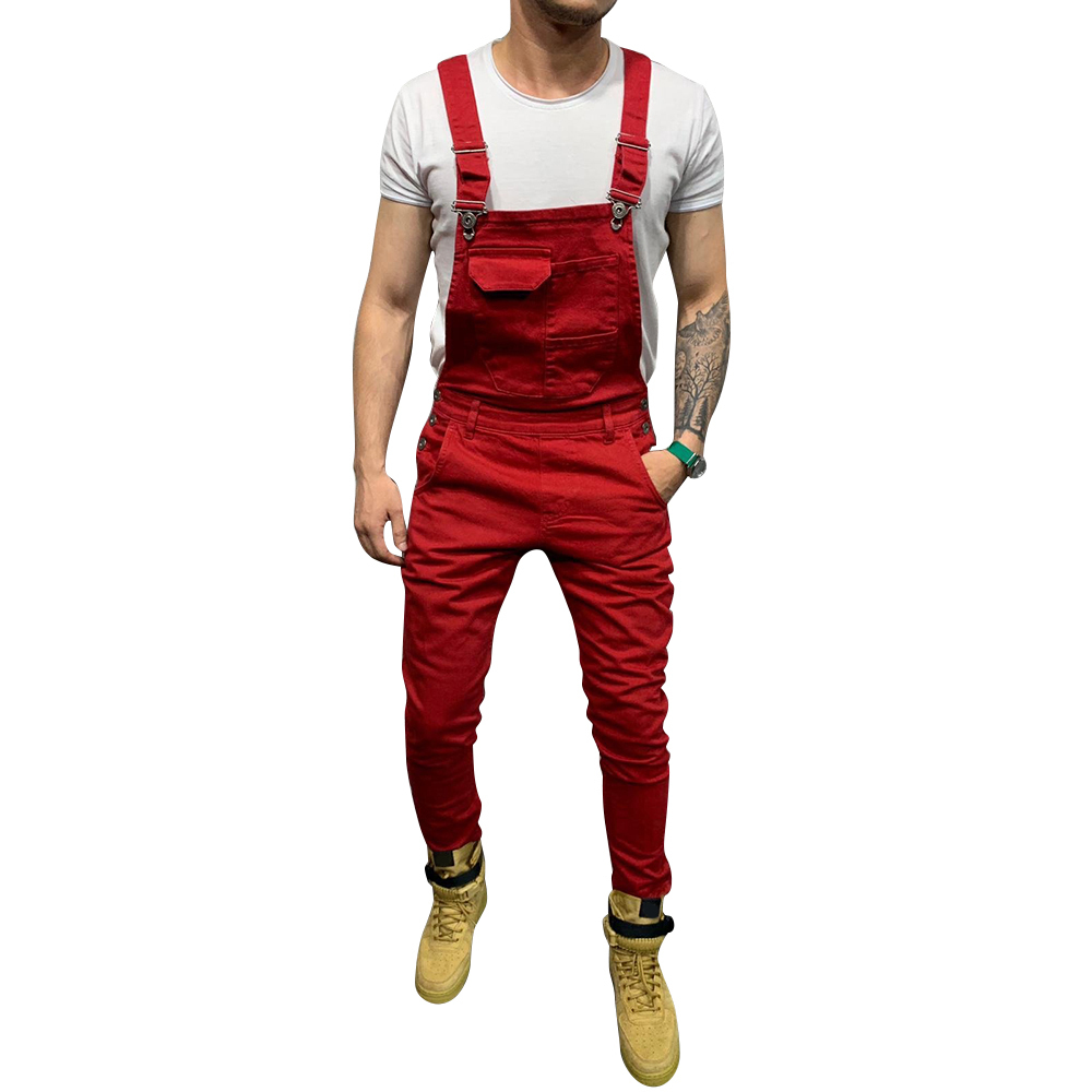 Mens Denim Overalls Dungaree Bib Pants Button Overalls Pocket Jumpsuit Overall Suspender Pants Moto Biker Jeans Pants Trousers 201111