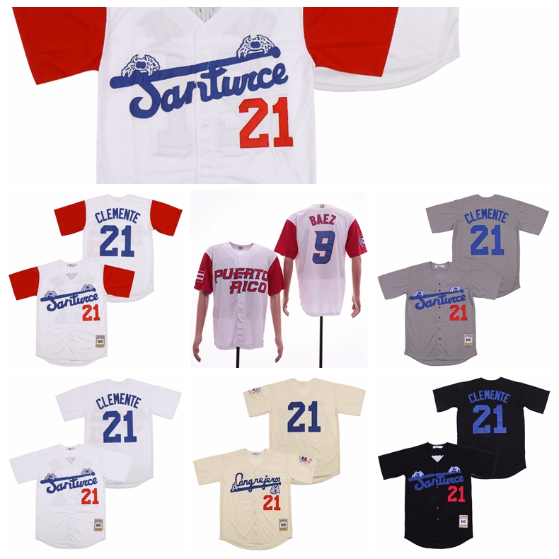 Santurce Crabbers 9 Javier Baez Baseball Puerto Rico Jersey 21 Roberto Clemente Cool Base Team Black Grey White Beige Stitched Top Quality
Santurce Crabbers 9 Javier Baez Baseball Puerto Rico Jersey 21 Roberto Clemente Cool Base Team Black Grey White Beige Stitched Top Quality