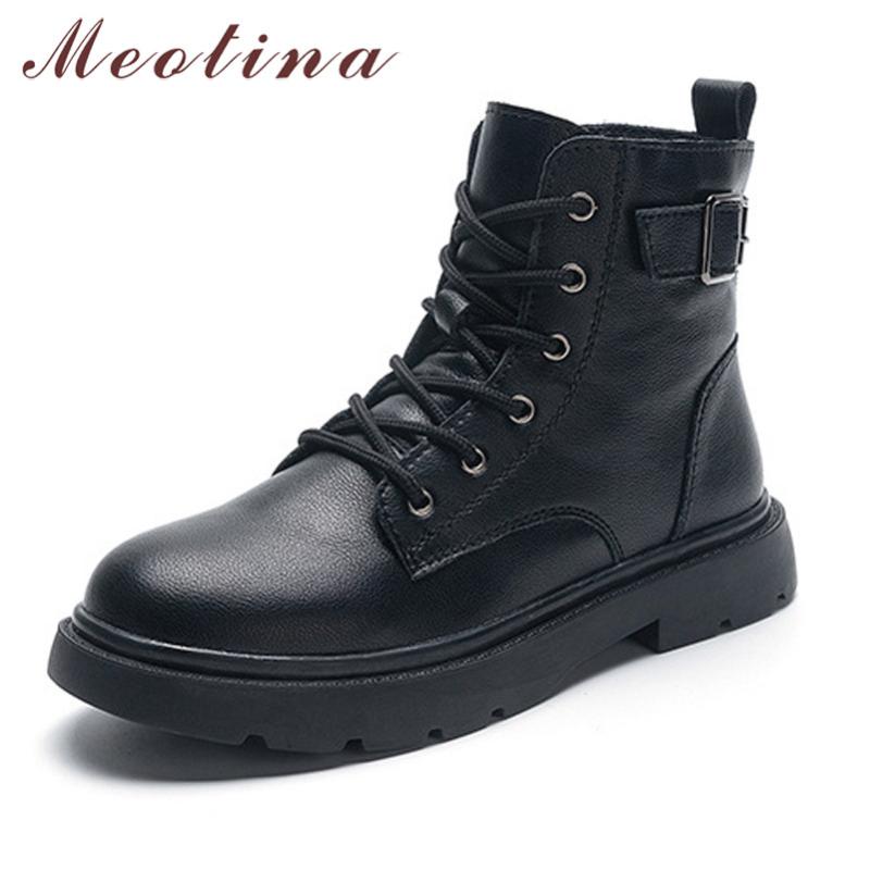 Meotina Natural Genuine Leather Platform Flat Motorcycle Boots Women Shoes Round Toe Buckle Ankle Boots Zip Lace Up Short, Black synthetic lin
Meotina Natural Genuine Leather Platform Flat Motorcycle Boots Women Shoes Round Toe Buckle Ankle Boots Zip Lace Up Short, Black synthetic lin