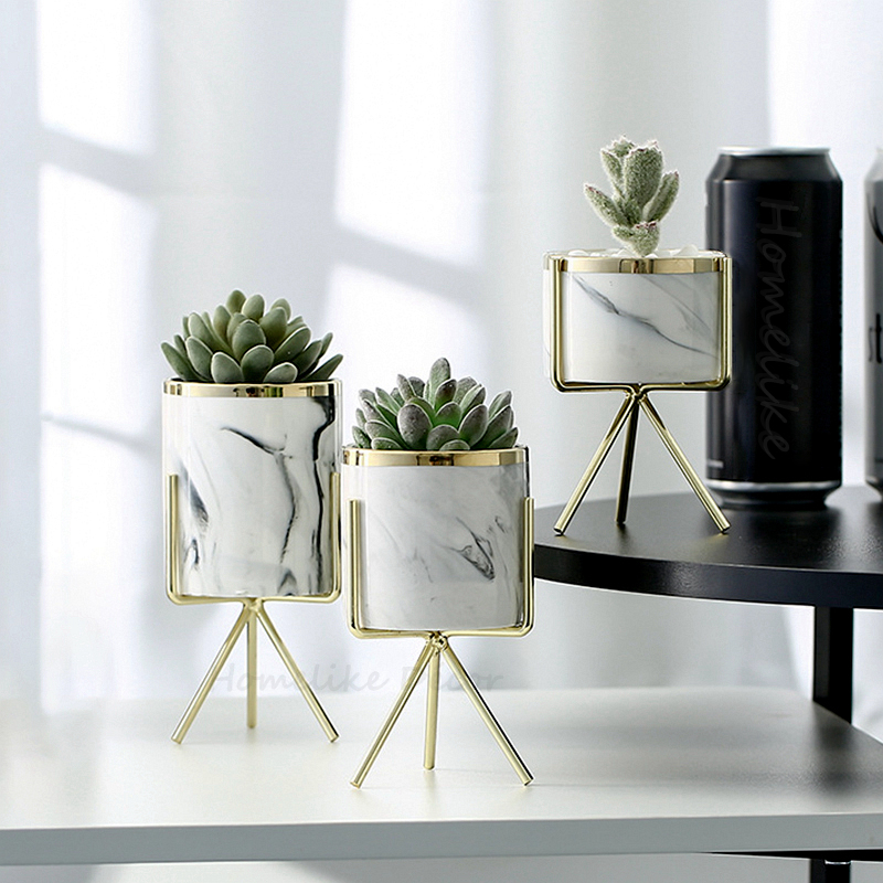 Set of 3pcs Marbling White Ceramic Flower Pots with Iron Stand Desktop Planters Home Garden Decoration with Gold Detailing Y200723
Set of 3pcs Marbling White Ceramic Flower Pots with Iron Stand Desktop Planters Home Garden Decoration with Gold Detailing Y200723