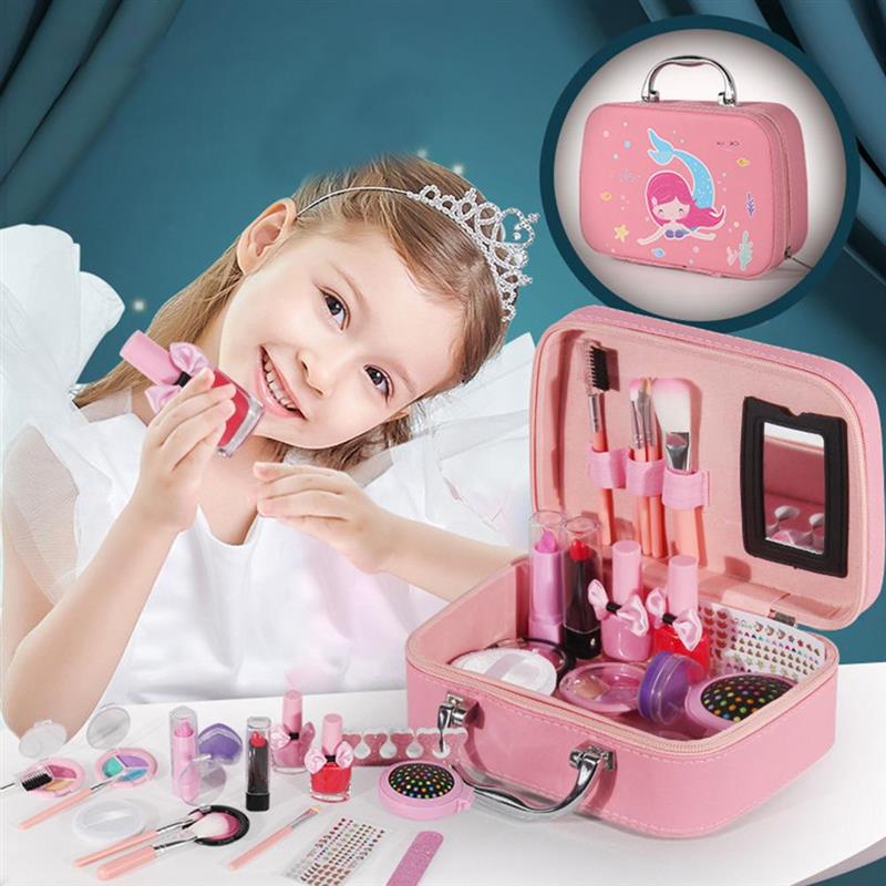 Kids Toys Washable Makeup Girls Toys Pretend Play Cosmetics Make Up Set Box for Kids Girl Christmas Birthday Gift