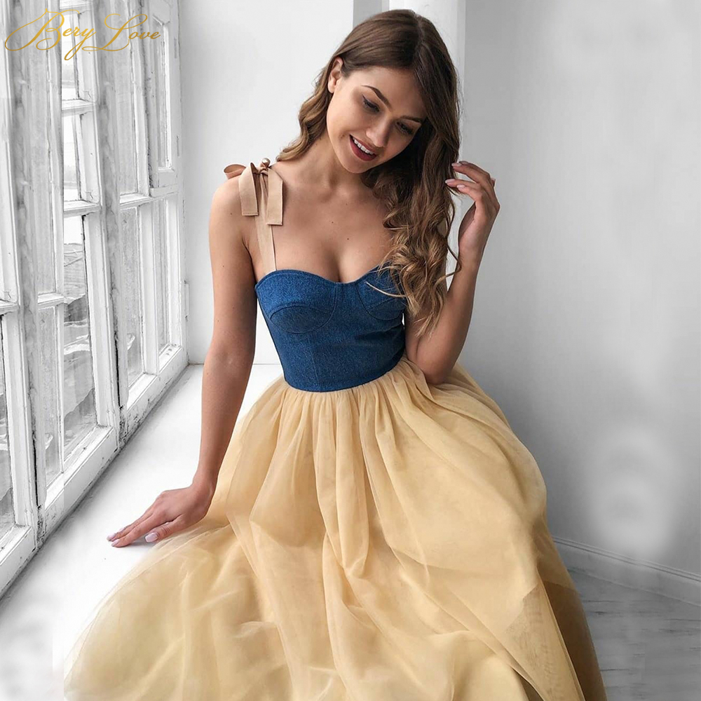 Simple Prom Dresses Sweetheart Spaghetti Straps Denim Tulle Evening Gown Tea Length Evening Dresses Plus Size Casual Vestidos, Same as picture
Simple Prom Dresses Sweetheart Spaghetti Straps Denim Tulle Evening Gown Tea Length Evening Dresses Plus Size Casual Vestidos, Same as picture