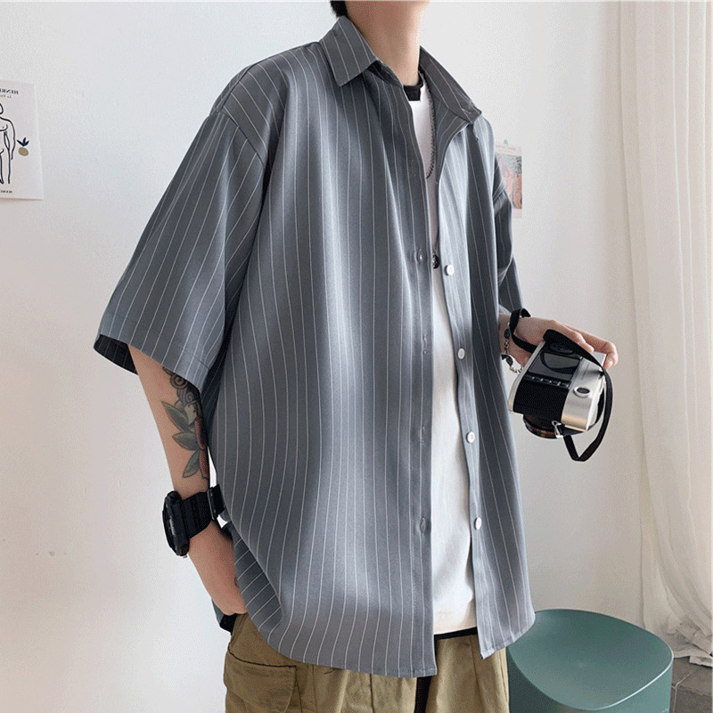 2021 Beautiful Male Ruffian Shirt Will See Hong Kong Casual Style Loose-fit Vertical Striped Short Korean Shirt-s Zo9a, Red
2021 Beautiful Male Ruffian Shirt Will See Hong Kong Casual Style Loose-fit Vertical Striped Short Korean Shirt-s Zo9a, Red