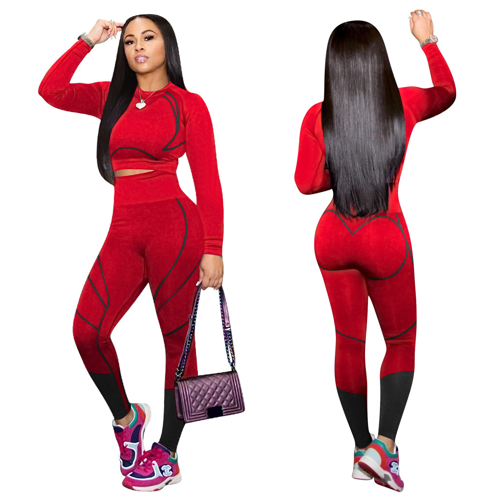 Pants Spot 2022 autumn and winter European American yoga sports long-sleeved trousers suit