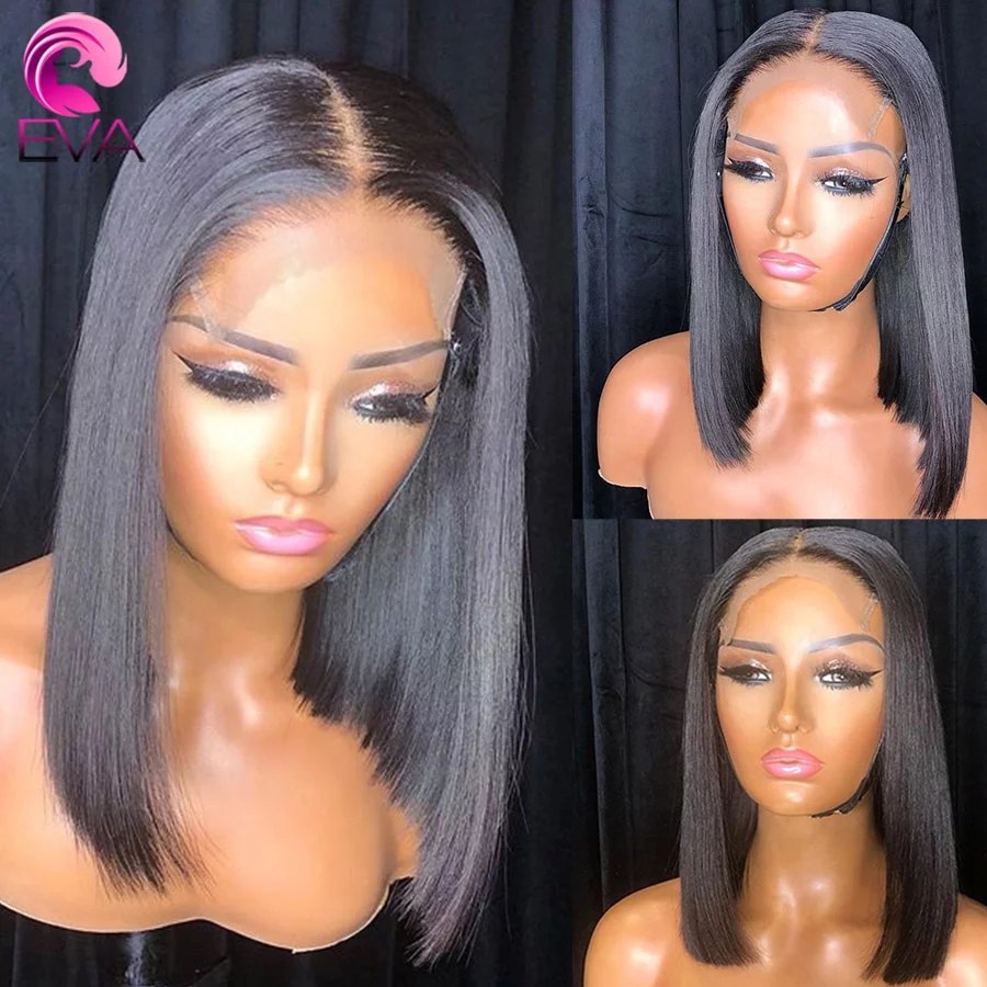 Free shipping 13X4 lace frontal brazilian black /brown /ombre Wig 150% Pixie Short Bob Cut synthetic Wigs For Women Preplucked with baby hair