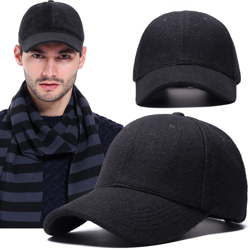 Man big bone large size hat cap Male Autumn and Winter Warm Wool Felt Hat Men Big Sizes Baseball Caps 50-60cm 60-64cm T200409