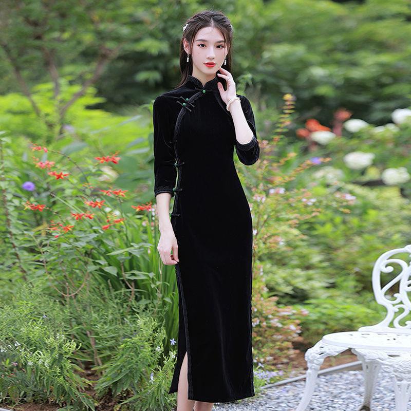 Ethnic Clothing Classic Dress Women Elegant Black Cheongsam Robe Young Style Dresses Sexy Slim Daily Mother Wear Qipao Traditional Chinese, Red
Ethnic Clothing Classic Dress Women Elegant Black Cheongsam Robe Young Style Dresses Sexy Slim Daily Mother Wear Qipao Traditional Chinese, Red