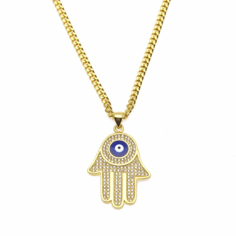 Hip Hop Blue Evil Eye pendant necklaces Micro Pave Hamsa Hand of Fatima Charm Long Cuban Link chains For women & men Jewelry
Hip Hop Blue Evil Eye pendant necklaces Micro Pave Hamsa Hand of Fatima Charm Long Cuban Link chains For women & men Jewelry
